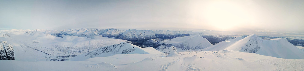 Panorama from the summit of Mount Smørbottind.