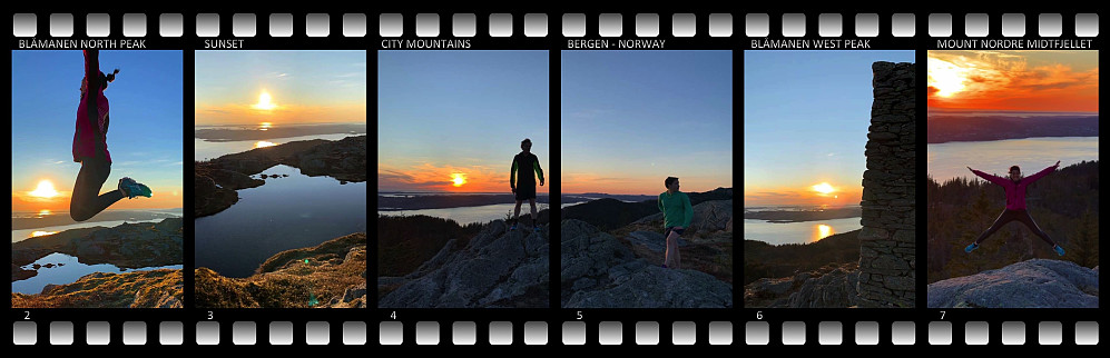 ##2-3: On the North Peak of Mount Blåmanen. ##4-6: On the West Peak of Mount Blåmanen. #7: On the summit of Nordre Midtfjellet [lit.: "The Northern Mid-mountain].
