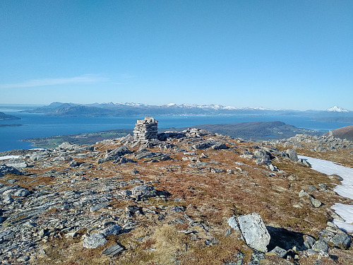 #8: On top of Mount Storhaugen (773 m.a.m.s.l.). The town of Molde is seen on the other side of the fjord.