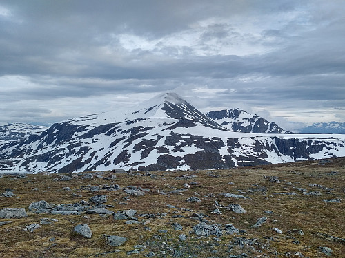 #27: Looking back at Mount Blåskjerdingen with the ridge of Tindfjellryggen, from the summit of Mount Urfjellet.