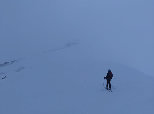 #8:On top of the south ridge of the mountain, looking for a way over to the summit.