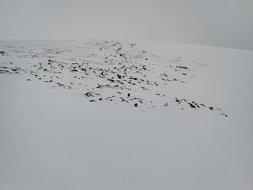 #4: The last climb up to the summit was quite stony. At this point, I chose to go just right of these huge stones (see text).