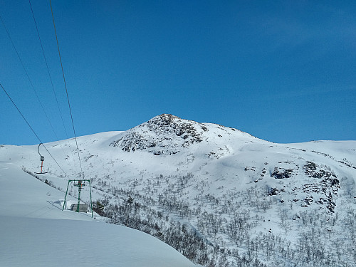 #3: Mount Nyseterskarven (790 m.a.m.s.l.), as seen from the upper end of the ski lift of Rauma Ski Center.