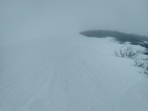 #5: Still quite dense fog and low visibility on the mountain ridge called Steinberget.