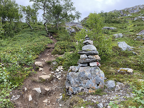 Image #4: Towards the top of Mount Norafjellet, the trail is marked by cairns.