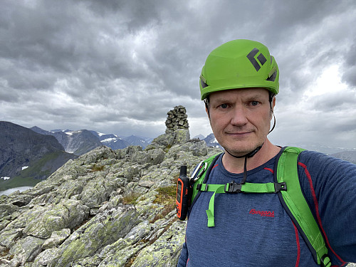 Image #20: In front of the cairn on top of Mount Svartebottstinden.