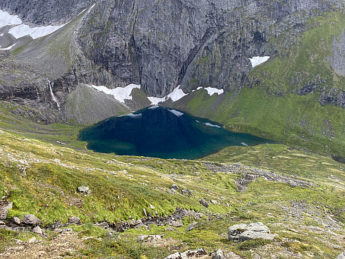 Image #27: View from Mount Karihaugen towards the beautiful Lake Haugabotsvatnet.