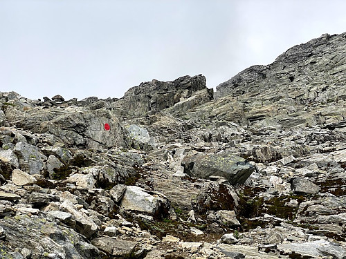 Image #13: The route up the south ridge of The King has been nicely marked by red spots, that will lead you to the summit. Most of my hike on this day, however, was on unmarked trails and along ridges without any trail.