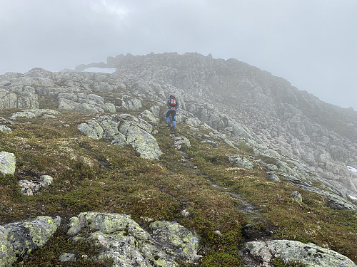 Image #24: Approaching the summit of Mount Trollaksla [1256 m.a.m.s.l.]. Clouds were still coming and going.