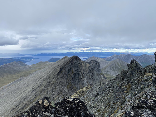 Image #11: The view from Mount Sandfjellet towards Mount Sandegga [1450 m.a.m.s.l.] and Mount Geitemjølktinden [1361 m.a.m.s.l.].