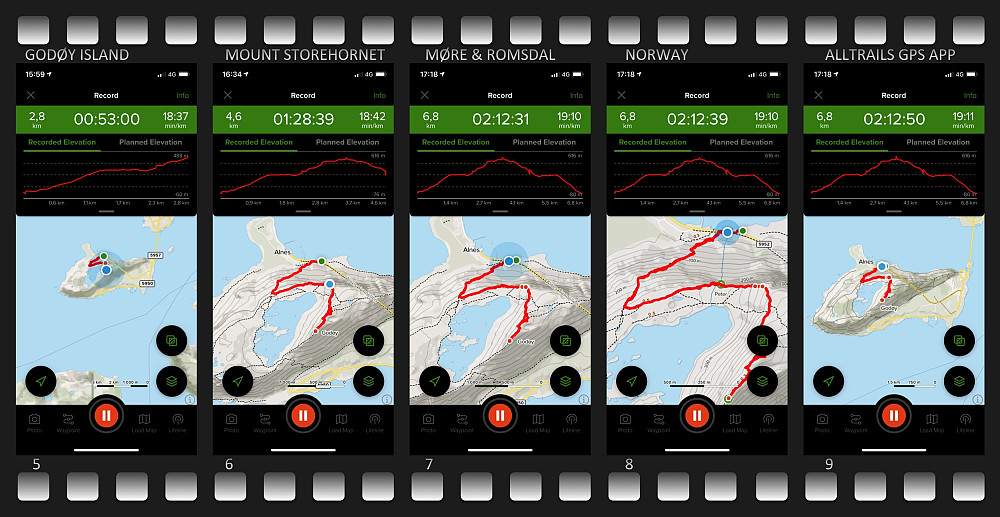 Images ## 5-9: Testing out the Alltrails trekking app on my iPhone. A feature that I really like is the elevation curve that makes it feasible to get an idea of your altitude by just having a brief look at your phone. Moreover, you may zoom in and out on the map, and you may choose a satellite image instead of a map if you want, just as on most other trekking apps that may be downloaded onto your smartphone.