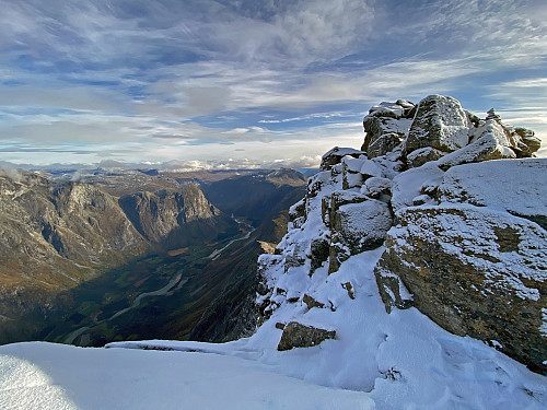 Image #12: The view of The Rauma Valley from the summit of Mount Breitinden.