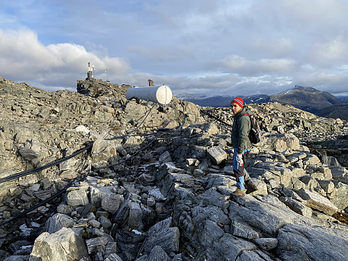 Image #19: On Mount Mannen. There are huge cracks in this mounain, and huge landslides are expected to occur from time to time; hence a lot of measuring equipment have been placed there, to allow for a warning/forecast prior to any such event.