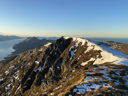 Image #11: Looking back towards the summit of Mount Opstadhornet, as we were trekking eastwards on the mountain ridge seen on the previous picture.