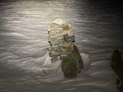Image #17: The cairn on top of the West Peak of Mount Snortungen.