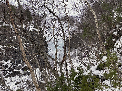 Image #6: In the river called Litleelva [i.e. "The small river"], there were frozen waterfalls at this time.