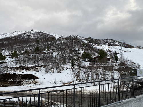 Image #1: Roaldshornet as seen from the bridge across Fursetelva River, just by the parking lot of Stranda Skiing Centre.
