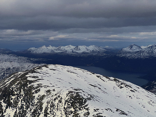 Image #8: View from Mount Roaldshornet towards the northeast, with some locally renown mountains visible afar.