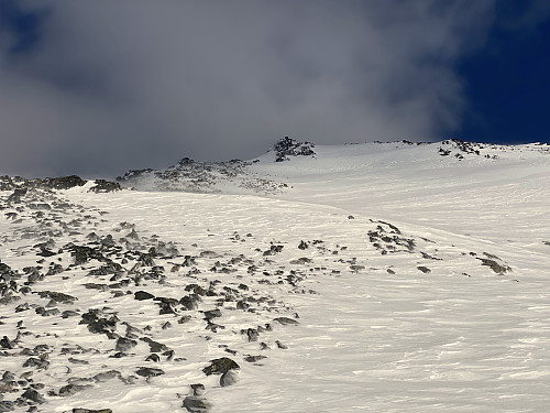 Image #7: There's a viewpoint with a cairn on the far end of the west ridge of Mount Hesten. This time, we didn't go up to that cairn, however, we just saw it from a distance.