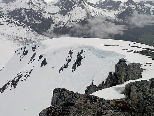 Image #7: On top of Mount Grisetskolten. There's still some snow shelves remaining, so one needs to take care in the summit area.