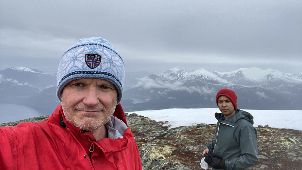 Image #11: Me and my son on the viewpoint overlooking the fjord of Romsdalsfjorden.
