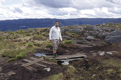 Image #8: A little "bridge" across a mud hole close to the summit of Mount Løvstakken.