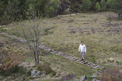 Image #12: Some sort of a plank bridge crossing a mire.