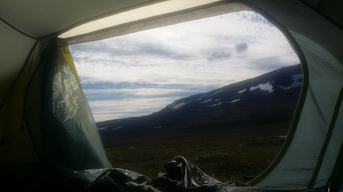 Nydelig utsikt fra teltet når vi våknet