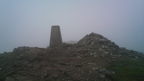 The main top of Ben Vorlich, shrouded in mist.