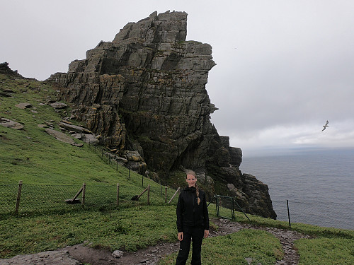 Me in front of the highest point of Sceilig Mhichíl. All fenced in and requiring prior permission and accompanying of a guide if one wants to go to the hermitage and the highest peak of the island.