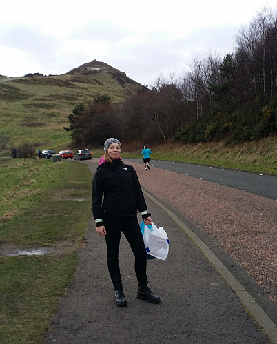 Me on Queen's Drive, with Arthur's Seat in the background