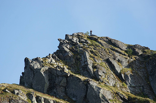 Og der står ei lita Rebekka på toppen av Fløya.