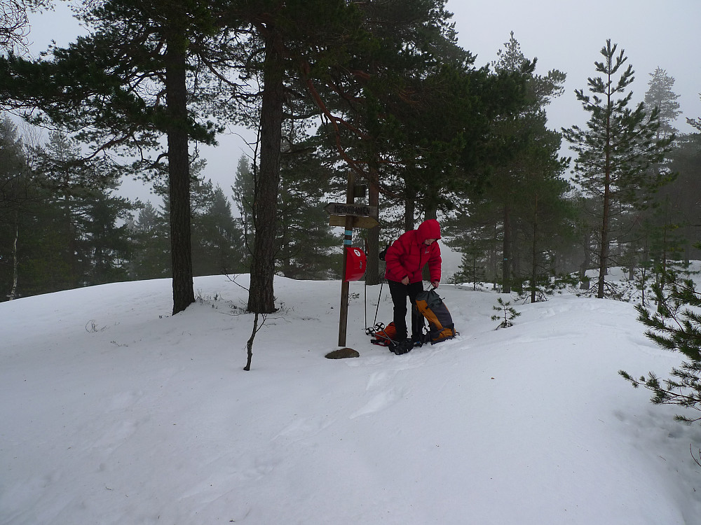 Skilt og turkasse på Brånafjell