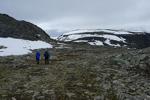 I skaret nord for Kaldavatnet. Tarven kommer til syne.