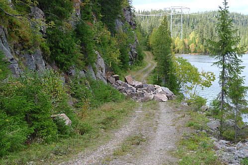 Skogsvei ved Åsvanna sperret av steinras