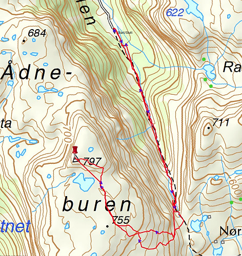 Skjermbilde av tracket fra IOS-appen
