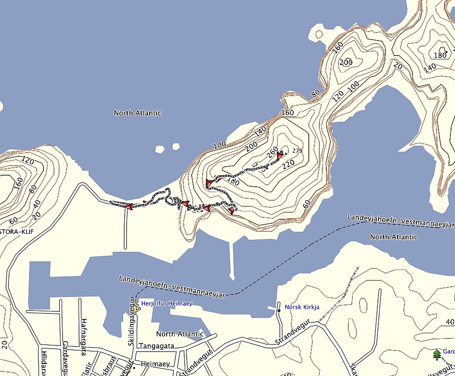 GPS-track fra Garmin Base Camp lagt inn på gratis kart Island TopoV2