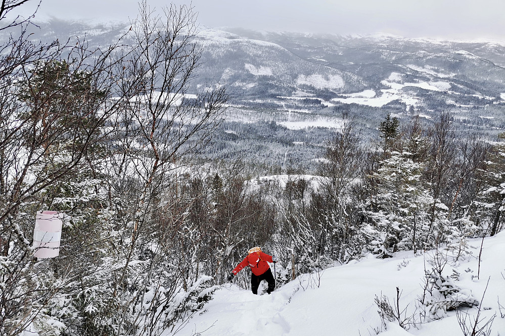 Opp et av de brattere partiene på truger. Foto Stig.