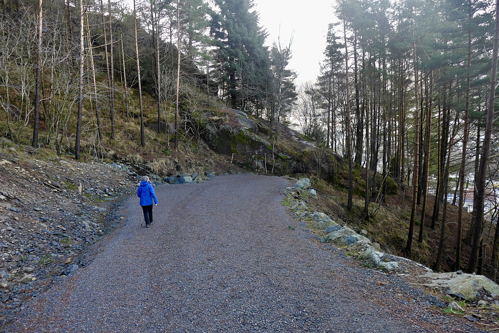 Veis ende for Løvstien Sør per februar 2020. Herfra er det ca. en km til sørenden av ferdig turvei fra nord.