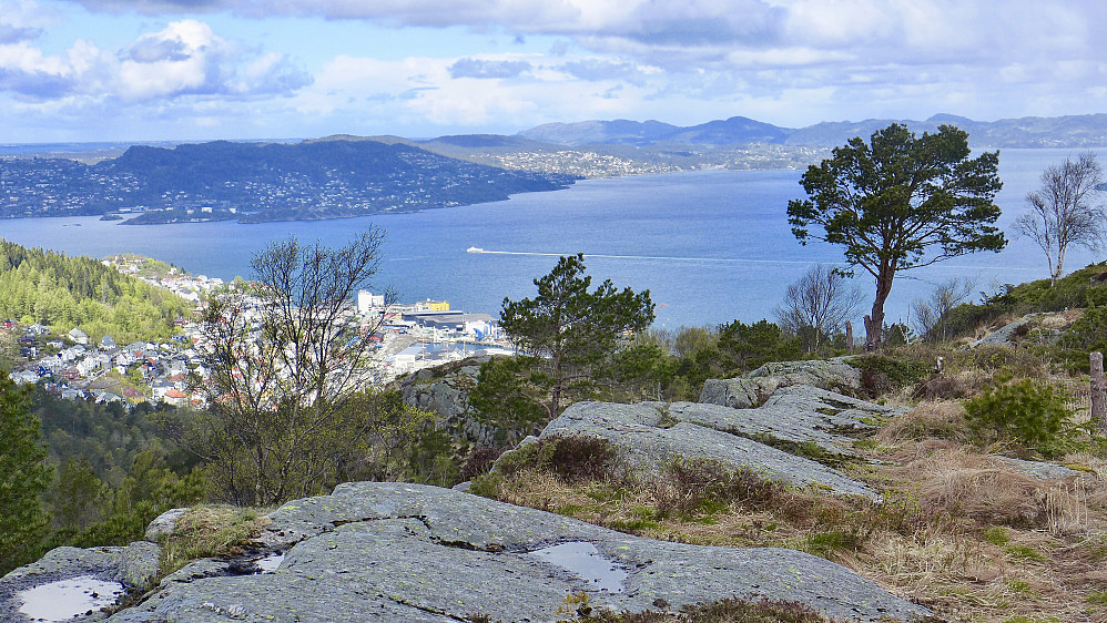 Flott utsikt mot Byfjorden og Askøy i nord