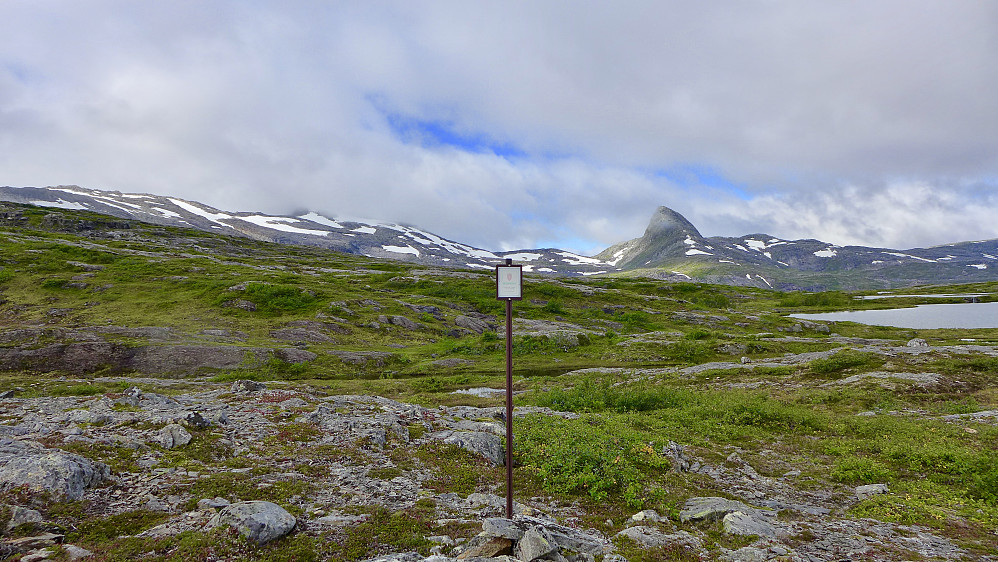 På høyden sør for Småtjønna ved nasjonalparkgrensen. Vistmannen 1066 mot høyre mens Vistkjerringa 1239 mot venstre ligger innhyllet i tåken