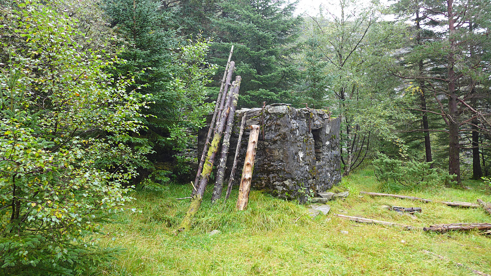 Murene etter Fjeldborg (Mulehytten) på platået øst for sørenden av Storevatnet