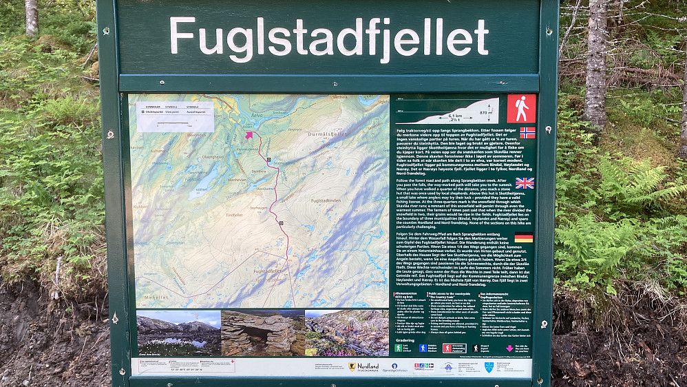 Flott informasjonstavle ved turstart Lonfossen p-lomme