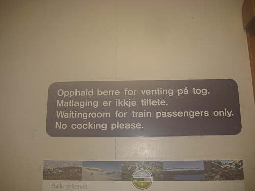 No cocking (!), please på Finse stasjon!