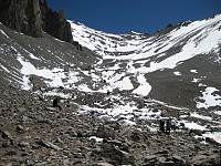 Utsikt fra Camp 1 oppover mot High Pass