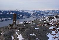 Fra Tellevikafjellet mot nord med Håøytoppen i midten litt til høyre i bildet
