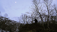 Skumring og nesten fullmåne på Setliåsen