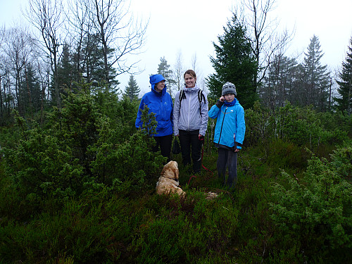Astrid, Lise, Haagen og Anja på høyeste punkt av Skaugumåsen