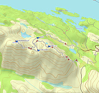 GPS ruten for turen til Borefjellet og Øyjordsfjellet