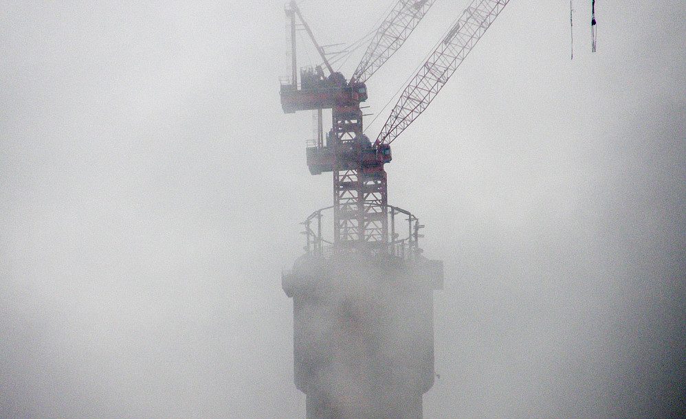 Bygging av 600m høye Canton Tower i Guangzhou